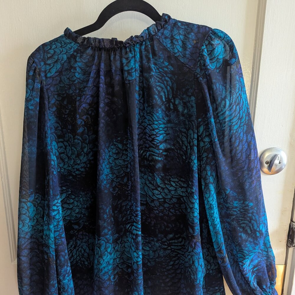 Mock turtleneck long-sleeve blouse